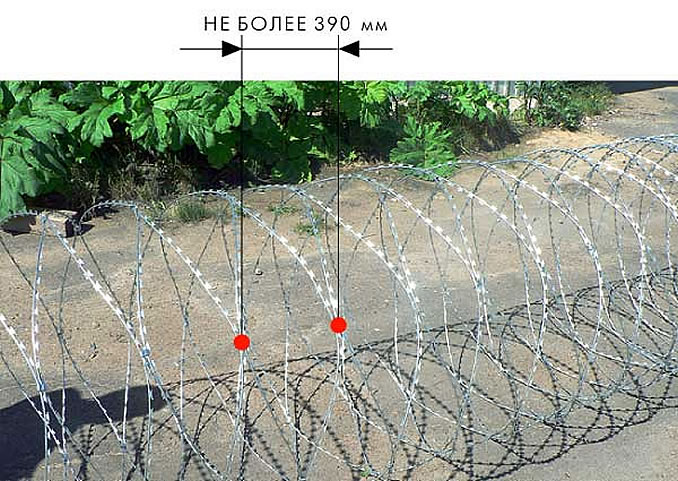 The length of the razor wire Concertina coil stretch should be no more than 390 mm