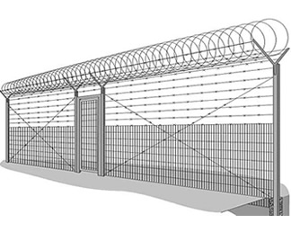 The use of spiral concertina coil barrier to strengthen the barbed wire